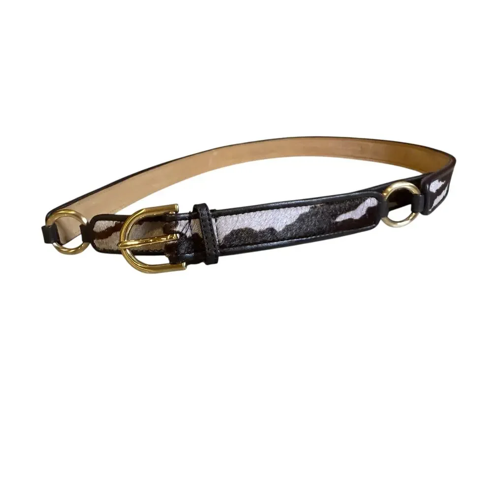 Ann Taylor Leather Belt Calf Hair Cow Print L